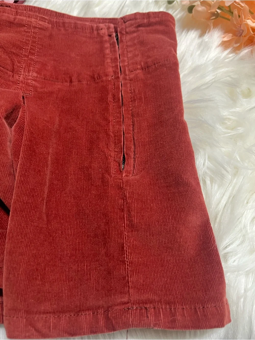 Free People Corduroy Mini Skirt in Brick  Red